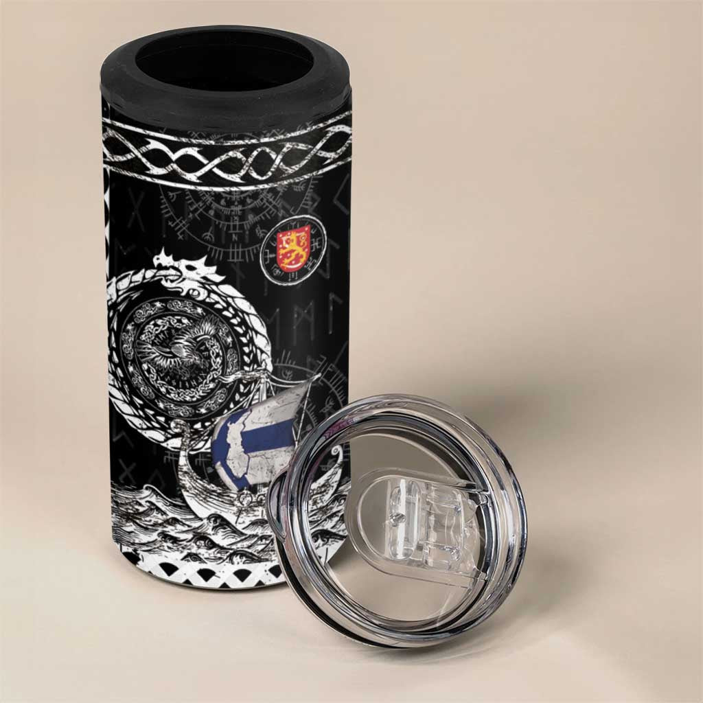 Personalized Viking Finland 4 in 1 Can Cooler Tumbler Finnish Viking Ship