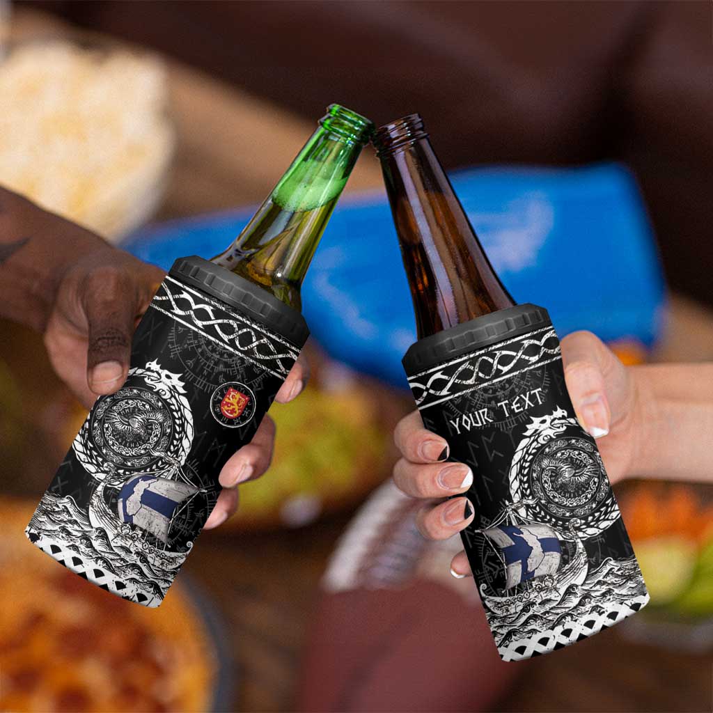 Personalized Viking Finland 4 in 1 Can Cooler Tumbler Finnish Viking Ship