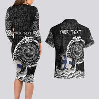 Personalized Viking Finland Couples Matching Long Sleeve Bodycon Dress and Hawaiian Shirt Finnish Viking Ship