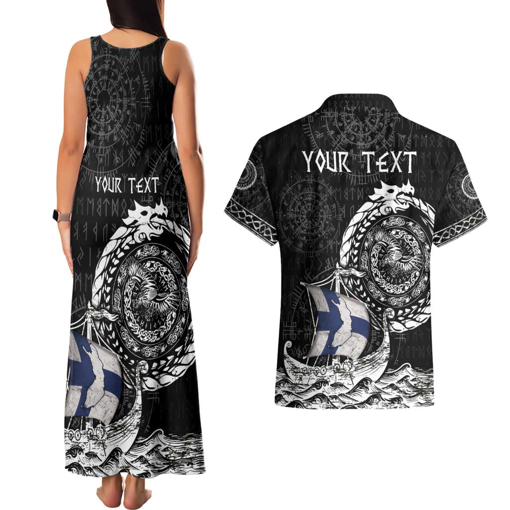 Personalized Viking Finland Couples Matching Tank Maxi Dress and Hawaiian Shirt Finnish Viking Ship