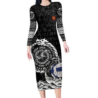 Personalized Viking Finland Family Matching Long Sleeve Bodycon Dress and Hawaiian Shirt Finnish Viking Ship
