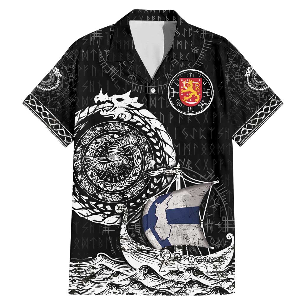 Personalized Viking Finland Family Matching Mermaid Dress and Hawaiian Shirt Finnish Viking Ship