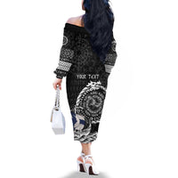 Personalized Viking Finland Family Matching Off The Shoulder Long Sleeve Dress and Hawaiian Shirt Finnish Viking Ship