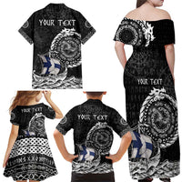 Personalized Viking Finland Family Matching Off Shoulder Maxi Dress and Hawaiian Shirt Finnish Viking Ship