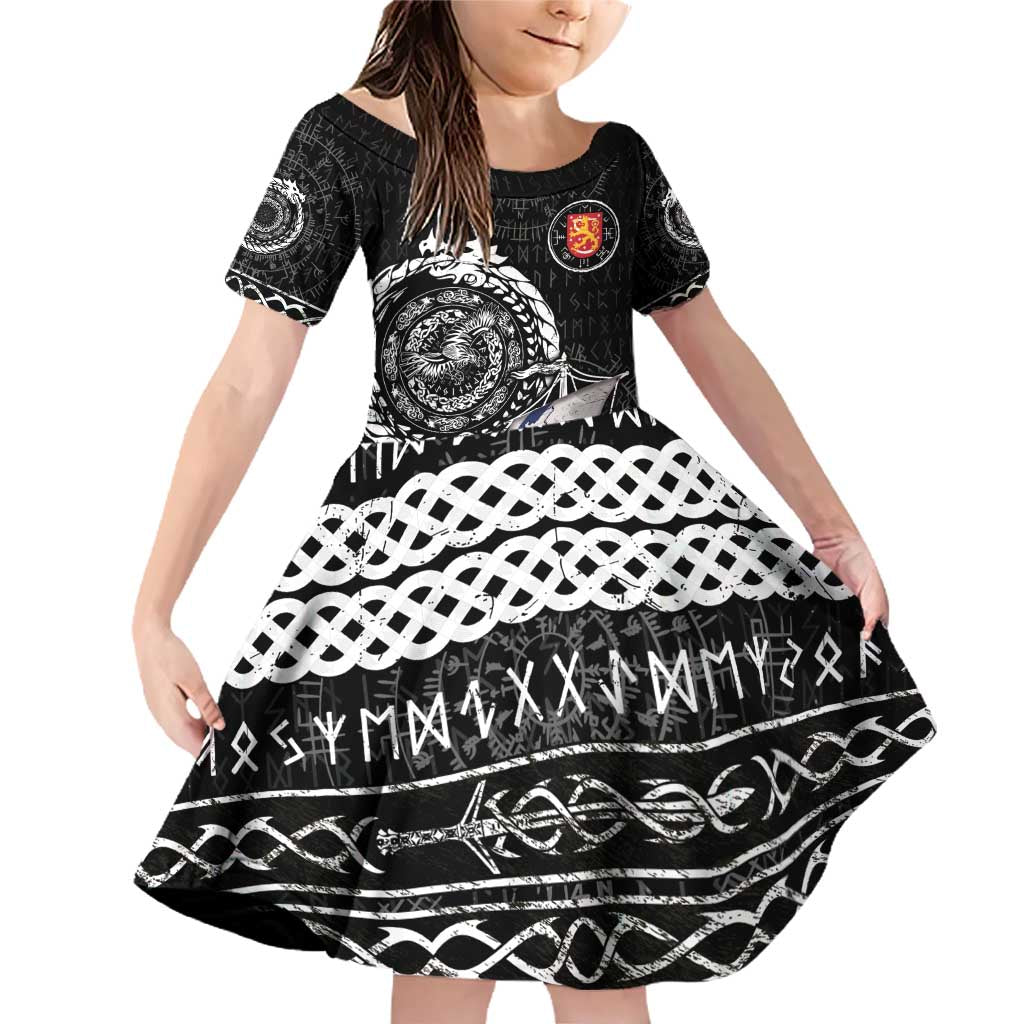 Personalized Viking Finland Family Matching Off Shoulder Short Dress and Hawaiian Shirt Finnish Viking Ship