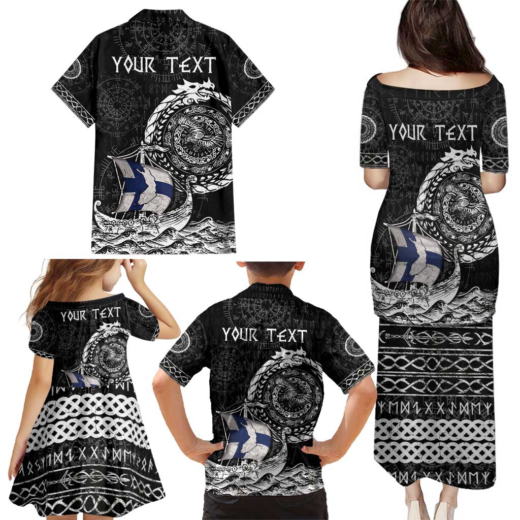 Personalized Viking Finland Family Matching Puletasi and Hawaiian Shirt Finnish Viking Ship