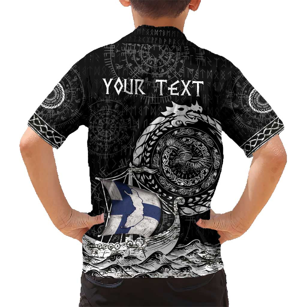 Personalized Viking Finland Family Matching Short Sleeve Bodycon Dress and Hawaiian Shirt Finnish Viking Ship