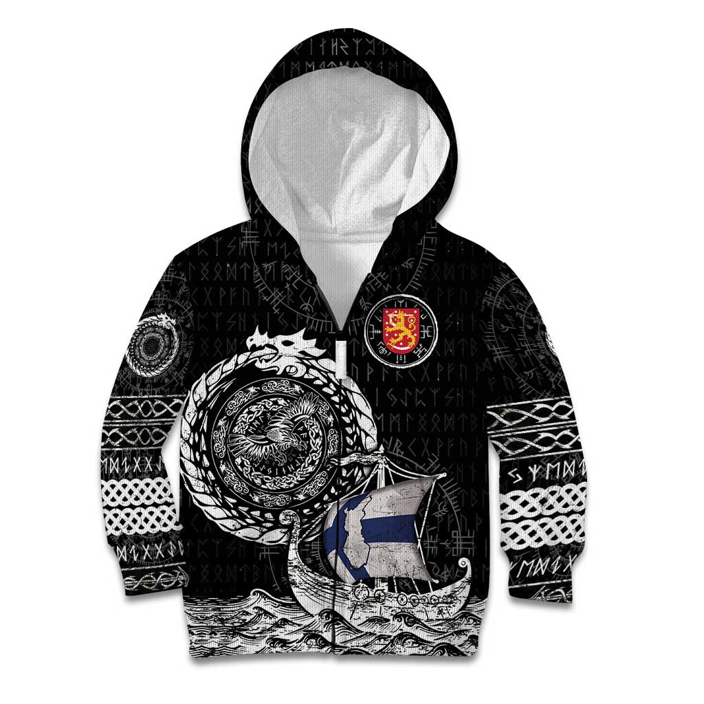 Personalized Viking Finland Kid Hoodie Finnish Viking Ship