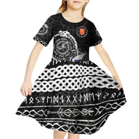 Personalized Viking Finland Kid Short Sleeve Dress Finnish Viking Ship