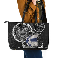 Viking Finland Leather Tote Bag Finnish Viking Ship