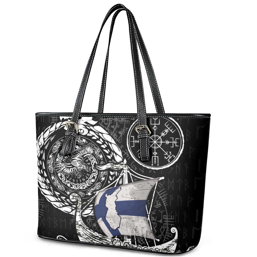 Viking Finland Leather Tote Bag Finnish Viking Ship