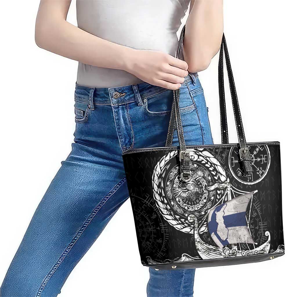 Viking Finland Leather Tote Bag Finnish Viking Ship