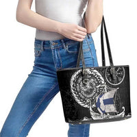 Viking Finland Leather Tote Bag Finnish Viking Ship