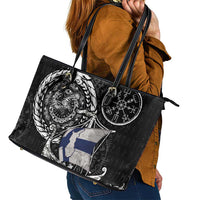Viking Finland Leather Tote Bag Finnish Viking Ship