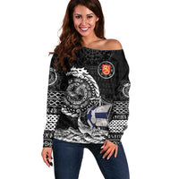 Personalized Viking Finland Off Shoulder Sweater Finnish Viking Ship