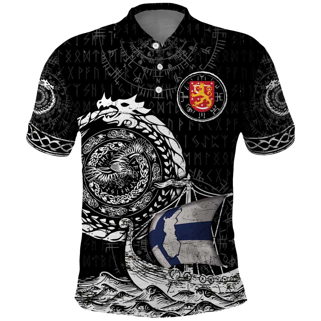Personalized Viking Finland Polo Shirt Finnish Viking Ship