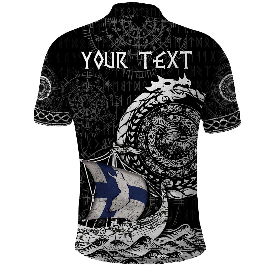 Personalized Viking Finland Polo Shirt Finnish Viking Ship