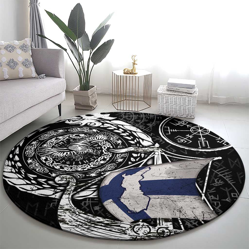 Viking Finland Round Carpet Finnish Viking Ship