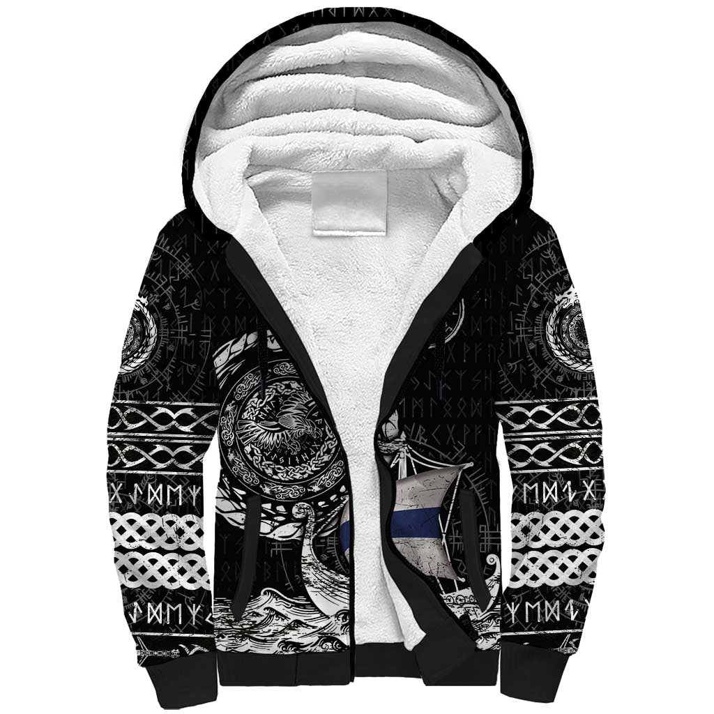 Personalized Viking Finland Sherpa Hoodie Finnish Viking Ship