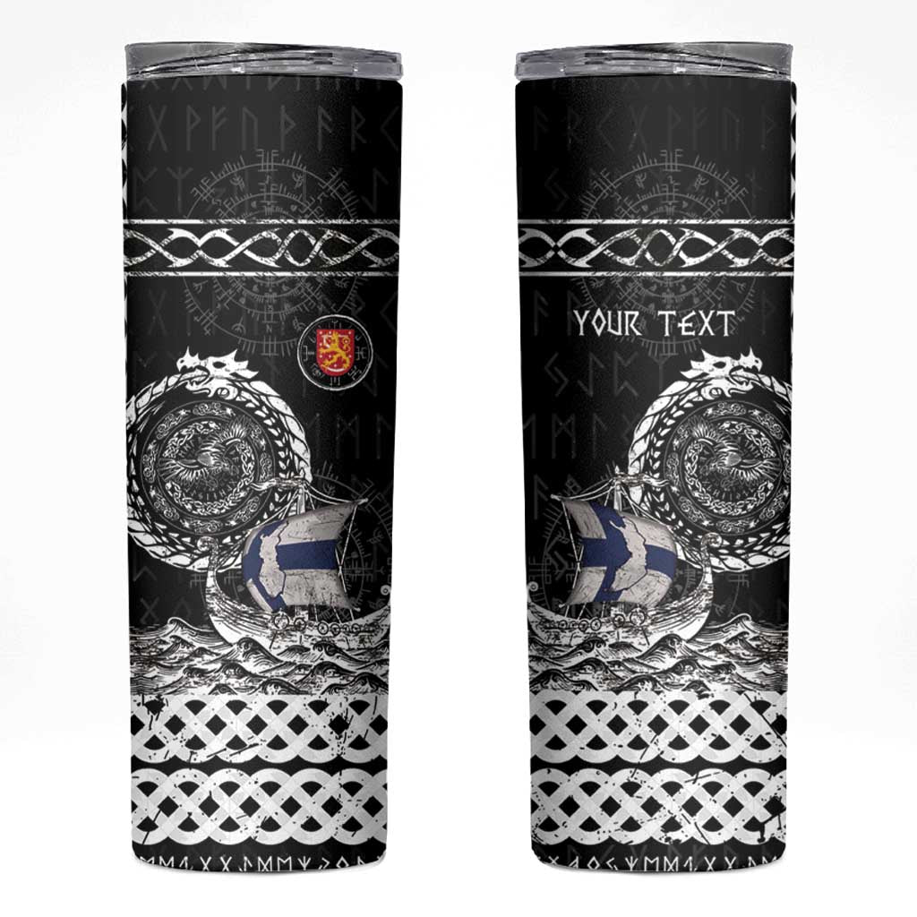 Personalized Viking Finland Skinny Tumbler Finnish Viking Ship
