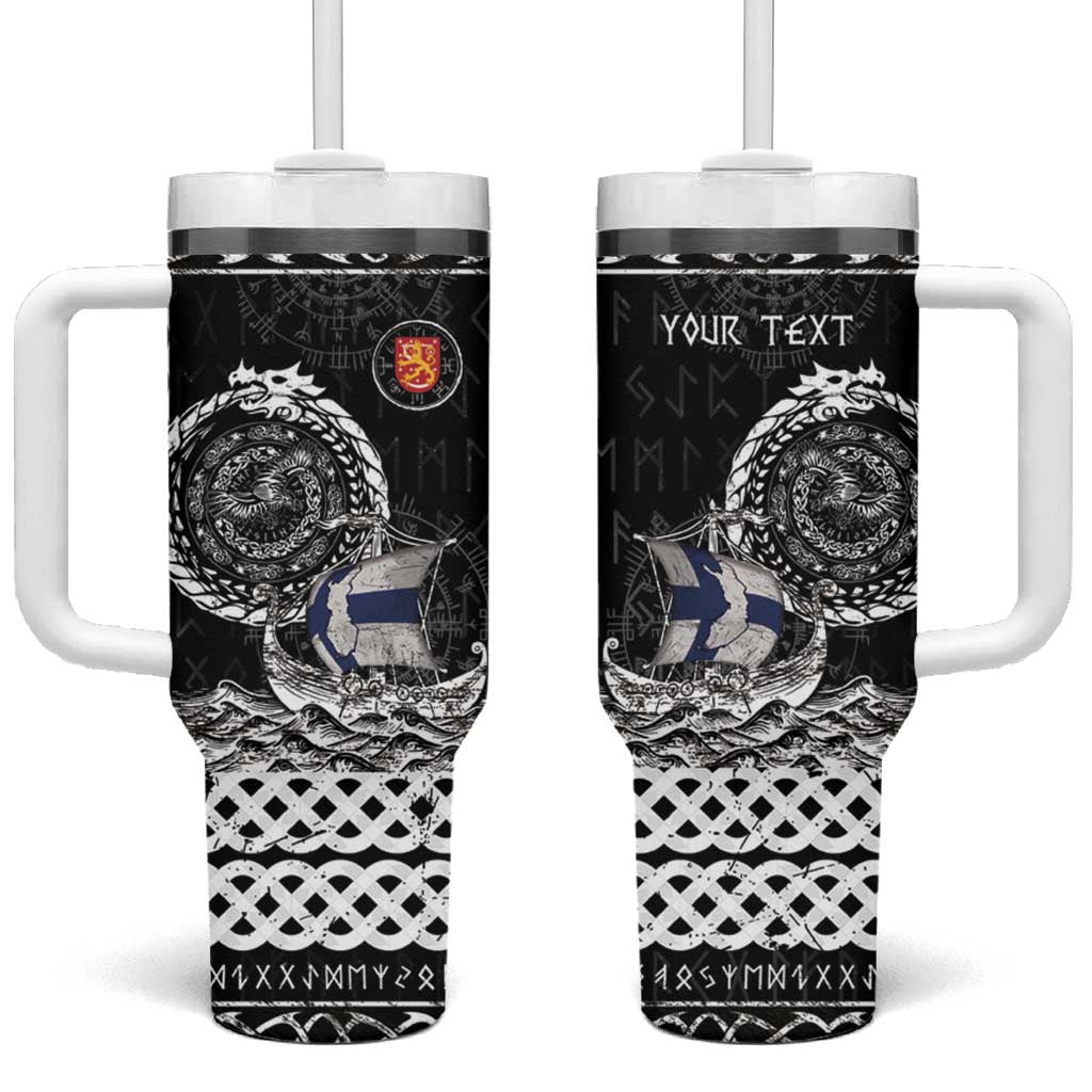 Personalized Viking Finland Tumbler With Handle Finnish Viking Ship