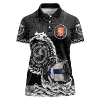 Personalized Viking Finland Women Polo Shirt Finnish Viking Ship