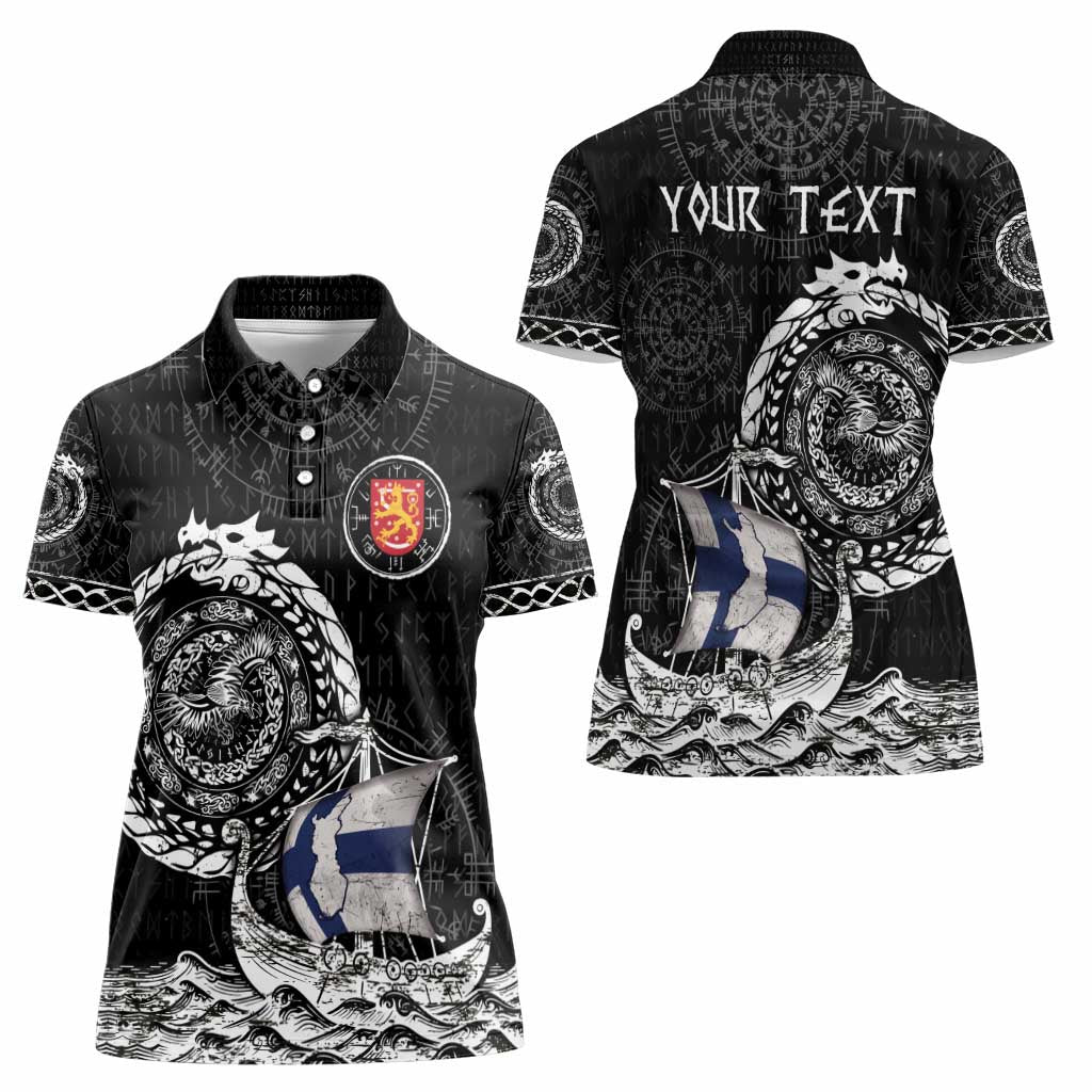 Personalized Viking Finland Women Polo Shirt Finnish Viking Ship
