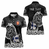 Personalized Viking Finland Women Polo Shirt Finnish Viking Ship