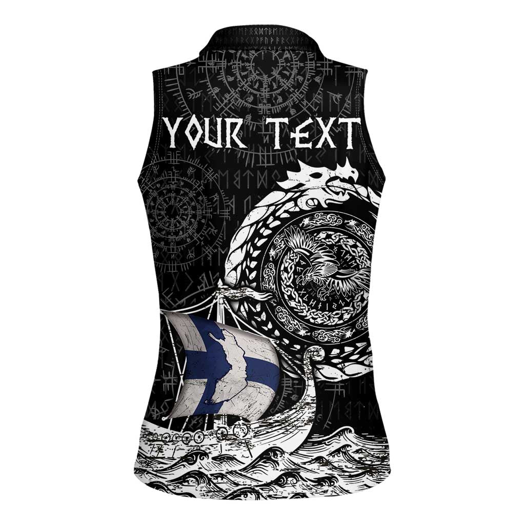 Personalized Viking Finland Women Sleeveless Polo Shirt Finnish Viking Ship