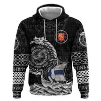 Personalized Viking Finland Zip Hoodie Finnish Viking Ship