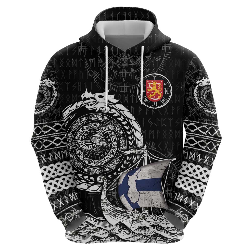 Personalized Viking Finland Zip Hoodie Finnish Viking Ship
