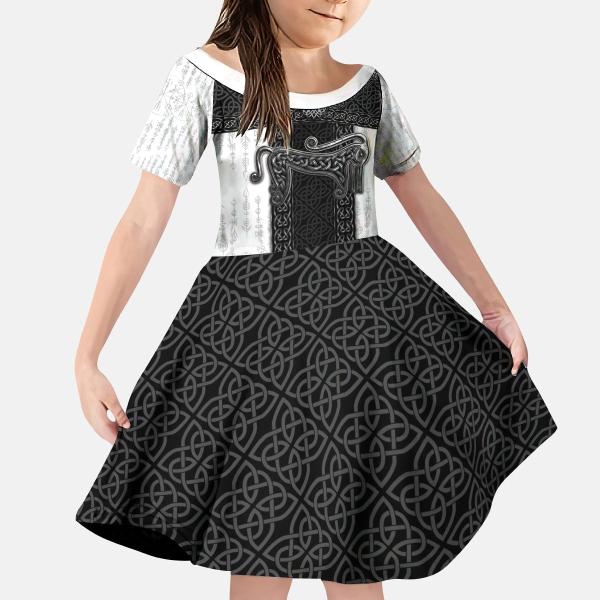Ancient Scotland Kid Short Sleeve Dress Pictish Beast Celtic Knotwork