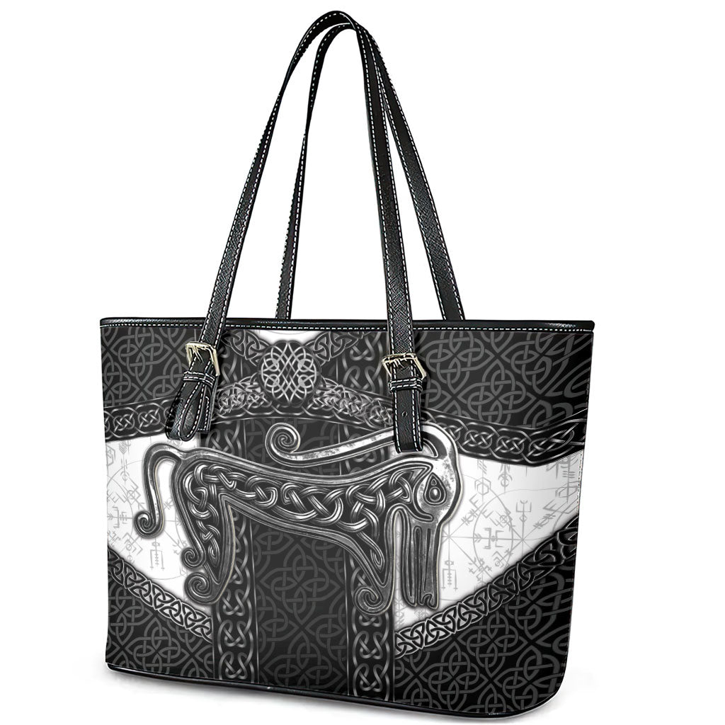 Ancient Scotland Leather Tote Bag Pictish Beast Celtic Knotwork
