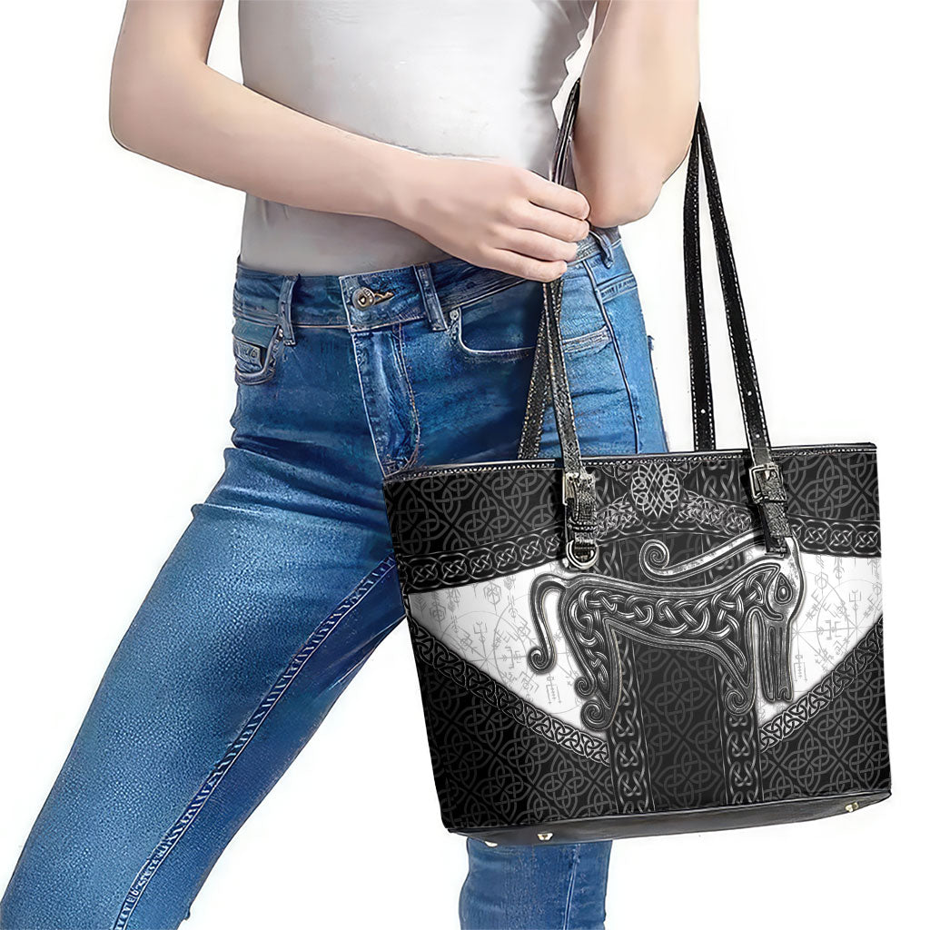 Ancient Scotland Leather Tote Bag Pictish Beast Celtic Knotwork