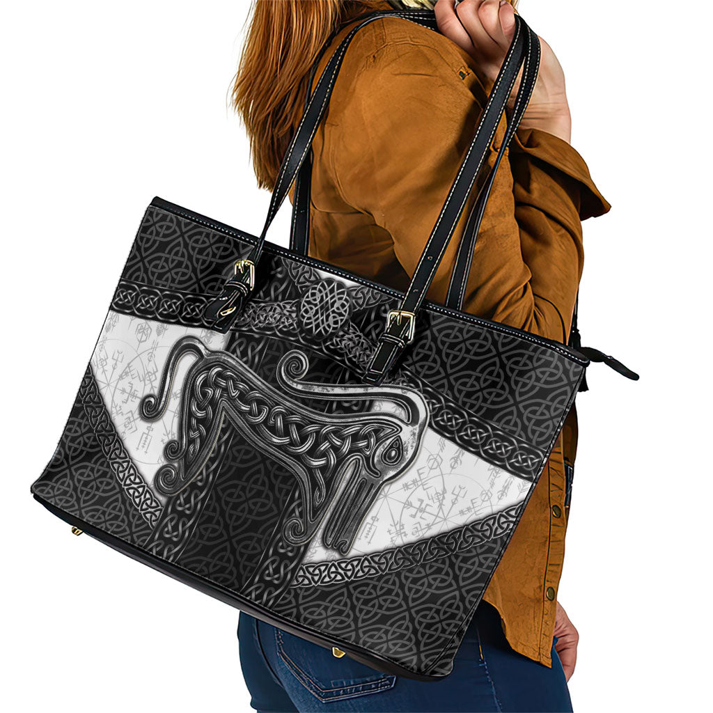 Ancient Scotland Leather Tote Bag Pictish Beast Celtic Knotwork