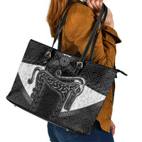 Ancient Scotland Leather Tote Bag Pictish Beast Celtic Knotwork