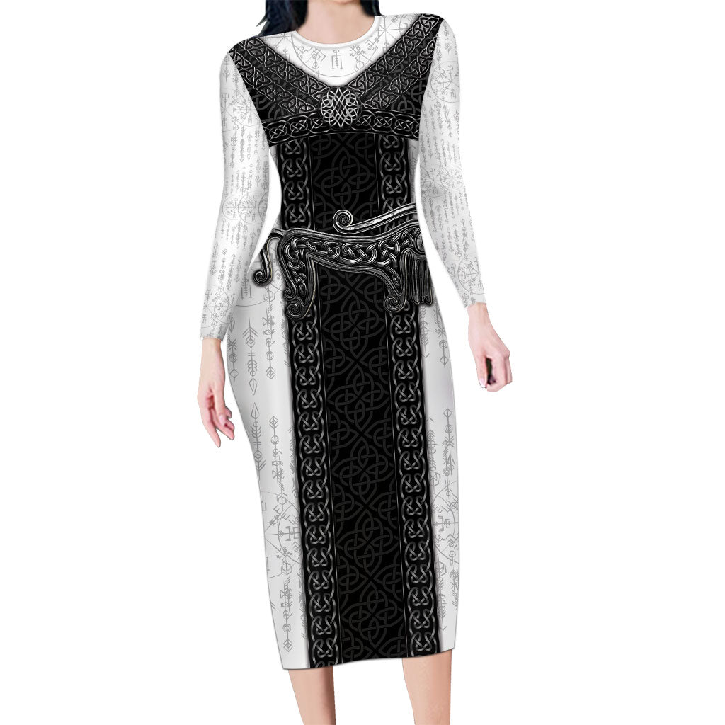 Ancient Scotland Long Sleeve Bodycon Dress Pictish Beast Celtic Knotwork