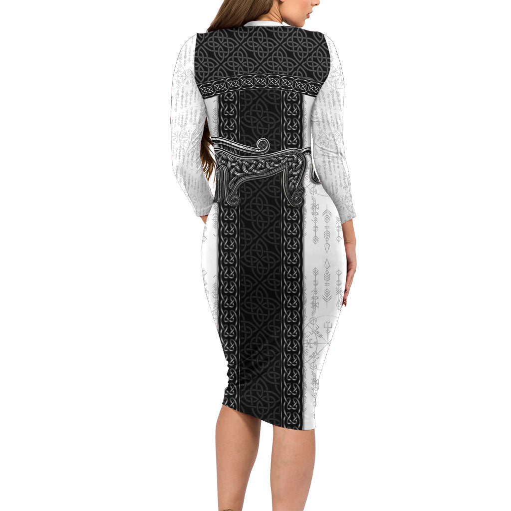 Ancient Scotland Long Sleeve Bodycon Dress Pictish Beast Celtic Knotwork