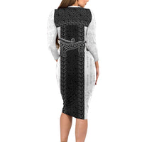 Ancient Scotland Long Sleeve Bodycon Dress Pictish Beast Celtic Knotwork