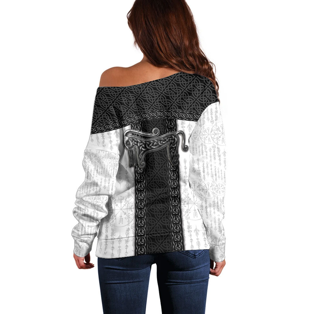 Ancient Scotland Off Shoulder Sweater Pictish Beast Celtic Knotwork