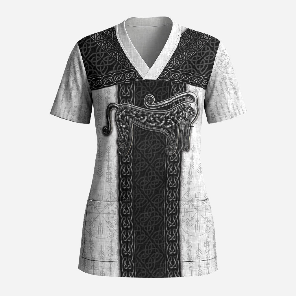 Ancient Scotland Scrub Top Pictish Beast Celtic Knotwork