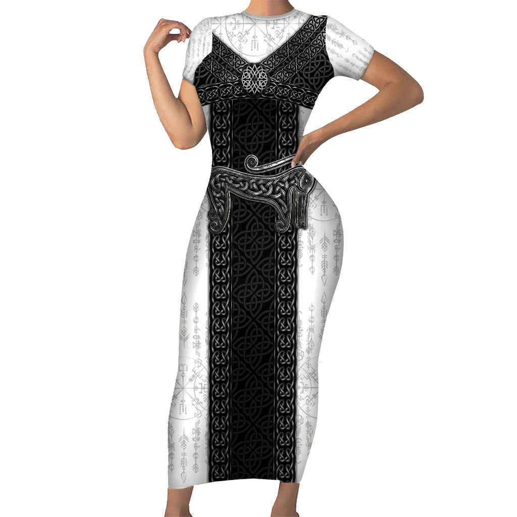 Ancient Scotland Short Sleeve Bodycon Dress Pictish Beast Celtic Knotwork