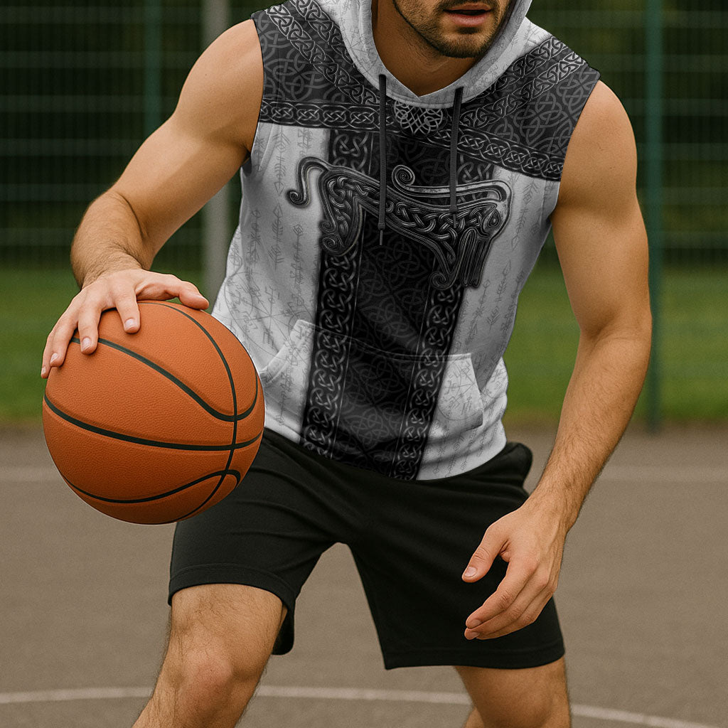 Ancient Scotland Sleeveless Hoodie Pictish Beast Celtic Knotwork