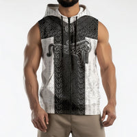 Ancient Scotland Sleeveless Zip Hoodie Pictish Beast Celtic Knotwork