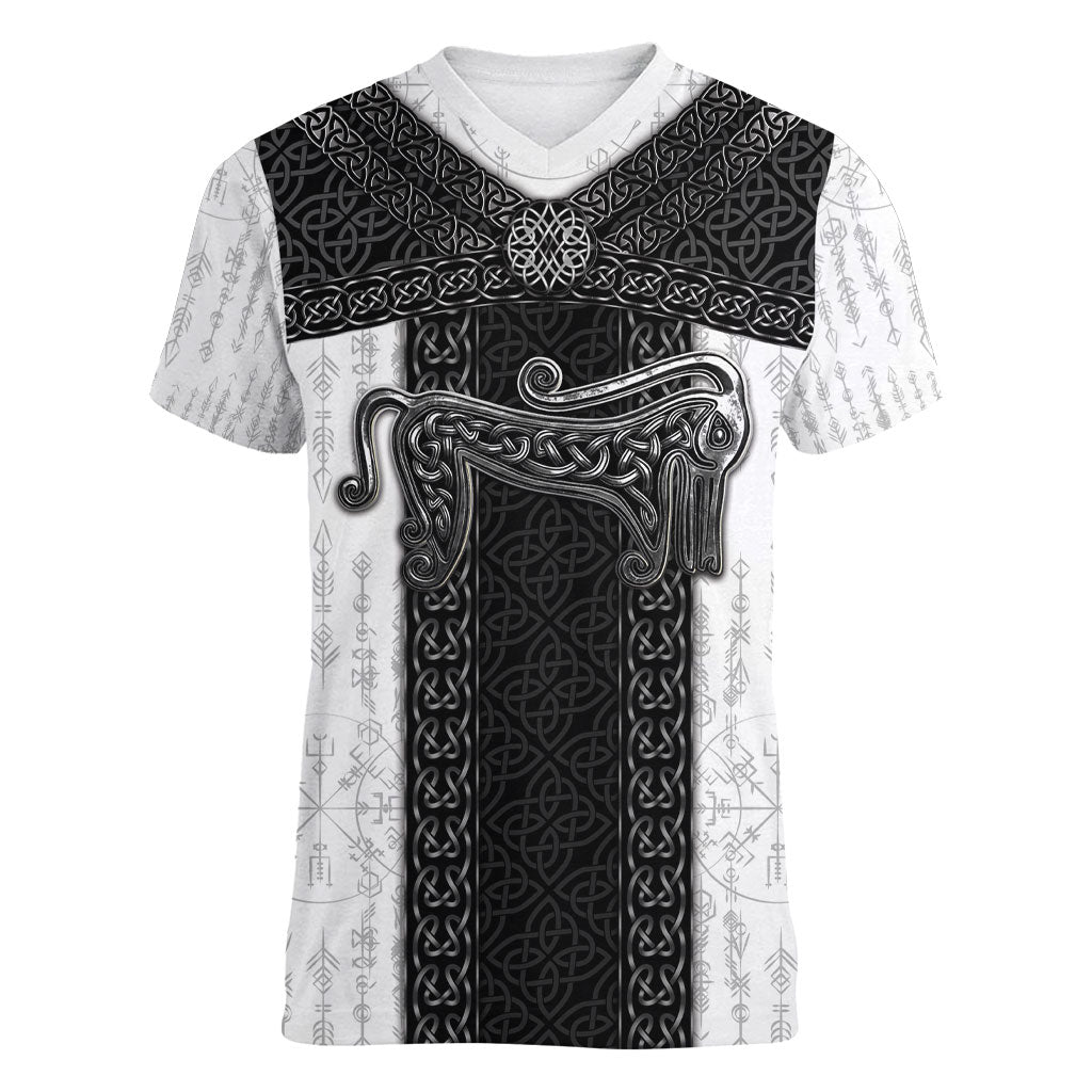 Ancient Scotland Women V-Neck T-Shirt Pictish Beast Celtic Knotwork