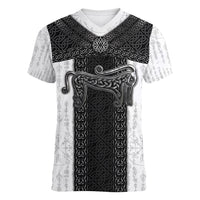 Ancient Scotland Women V-Neck T-Shirt Pictish Beast Celtic Knotwork