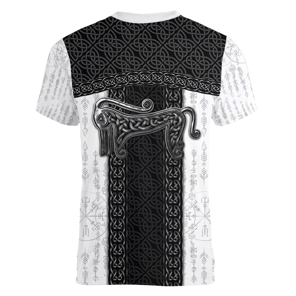 Ancient Scotland Women V-Neck T-Shirt Pictish Beast Celtic Knotwork
