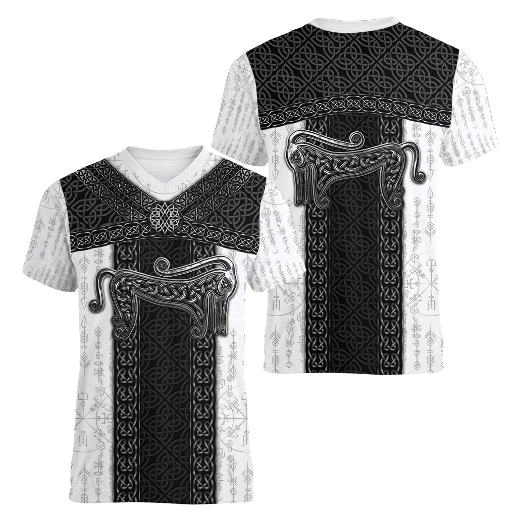 Ancient Scotland Women V-Neck T-Shirt Pictish Beast Celtic Knotwork