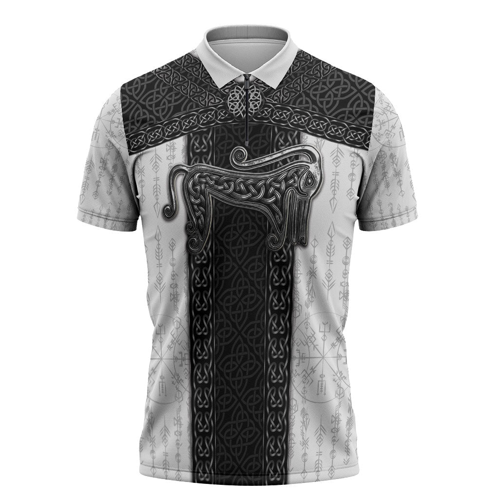 Ancient Scotland Zipper Polo Shirt Pictish Beast Celtic Knotwork
