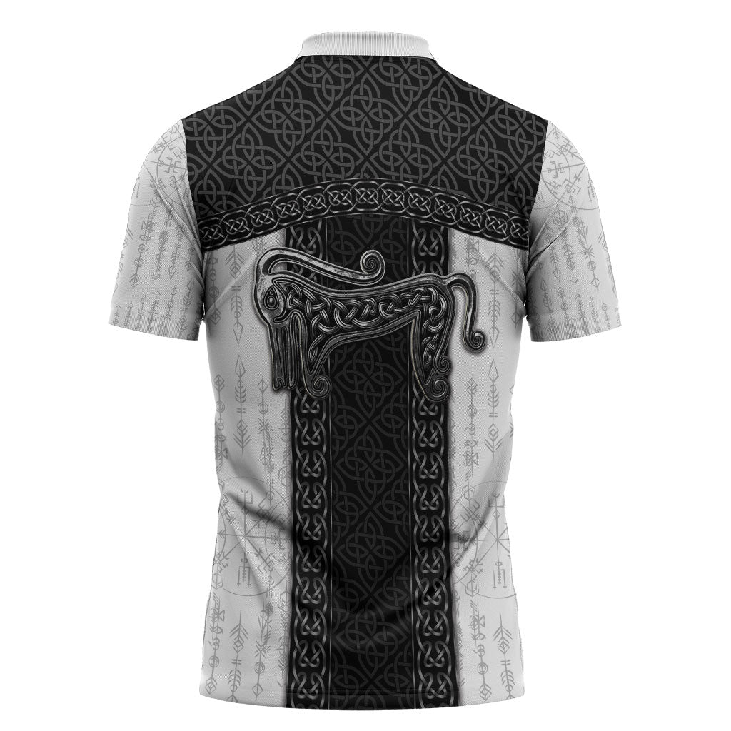Ancient Scotland Zipper Polo Shirt Pictish Beast Celtic Knotwork